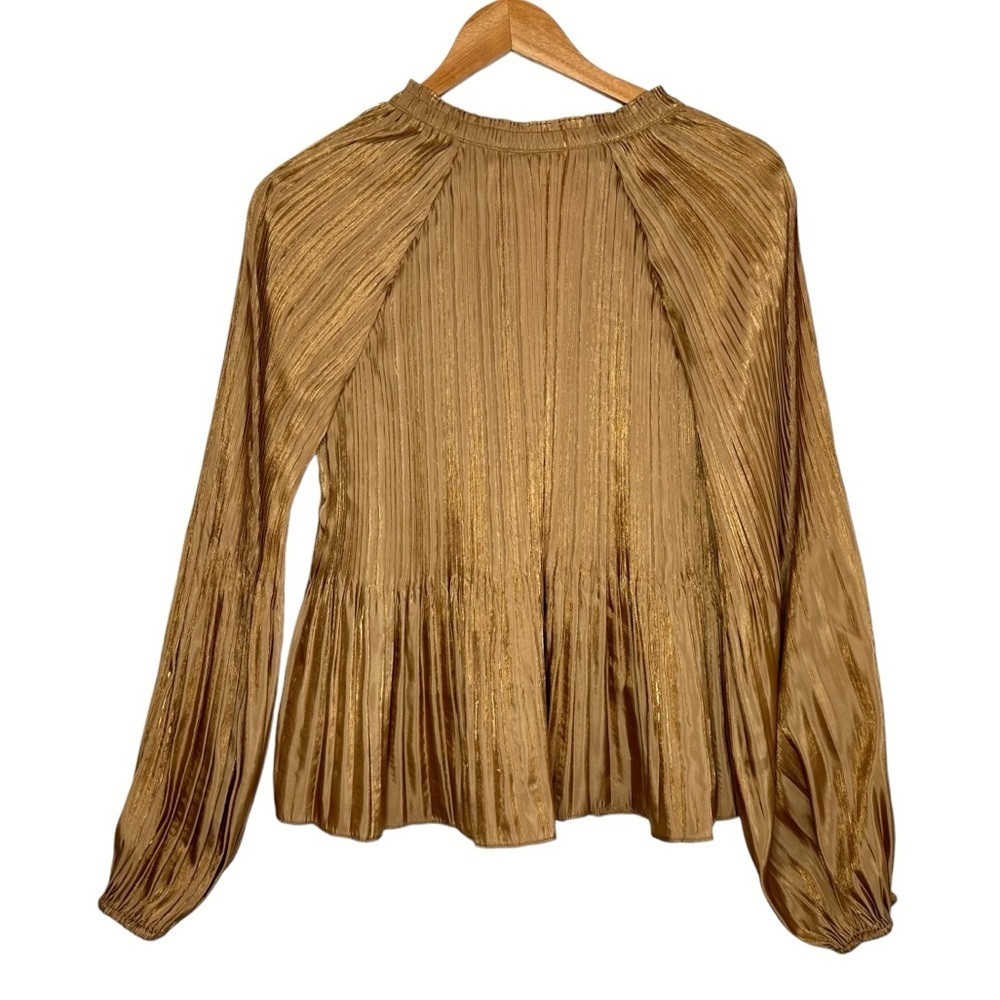 Current Air Womens Pleated Split Neck Long Sleeve… - image 2